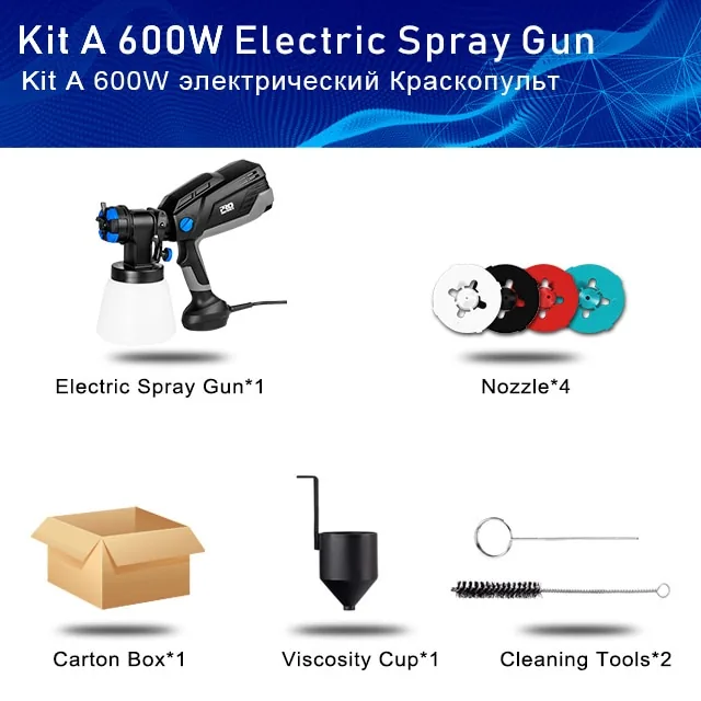 쿠팡 750W 전동분무기 스프레이건 1200ml HVLP 4노즐 가정용 에어브러시