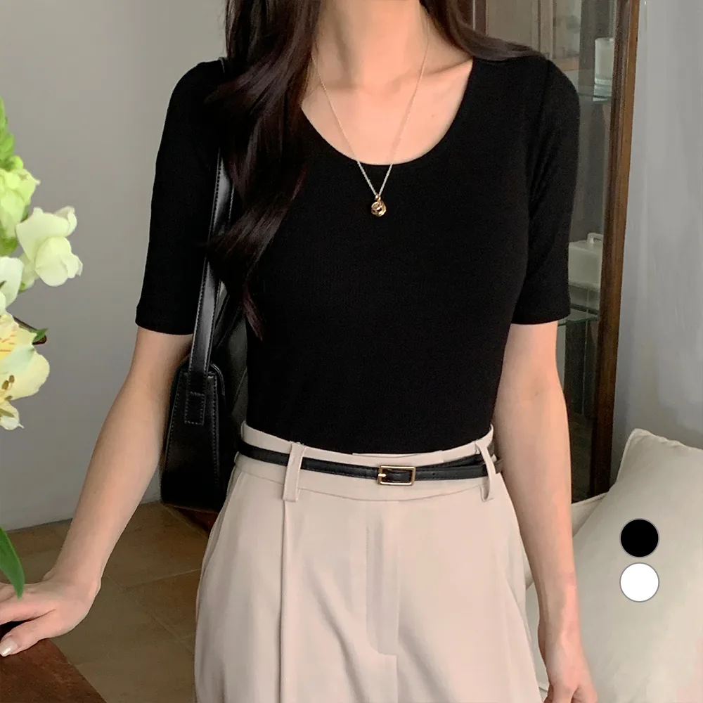 쿠팡 아피나르 여성용 유넥 립 반팔 티셔츠