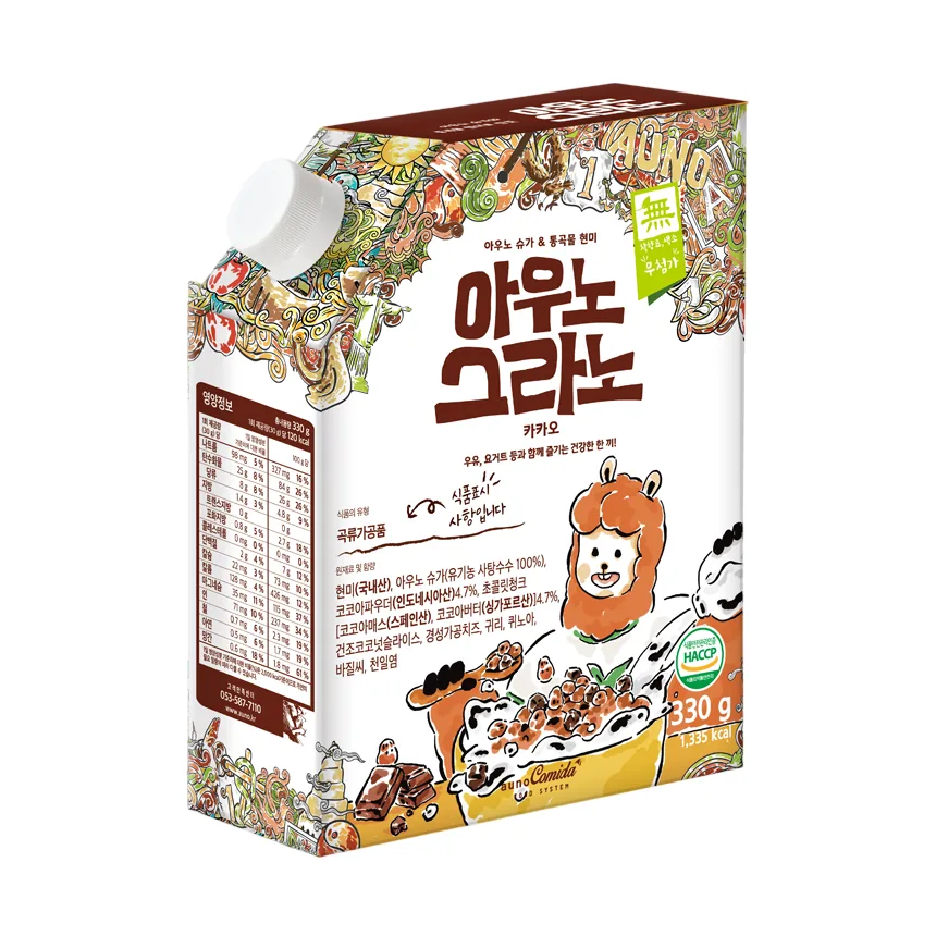 쿠팡 아우노 그라노 첨가물없는 카카오 그래놀라 씨리얼 350g