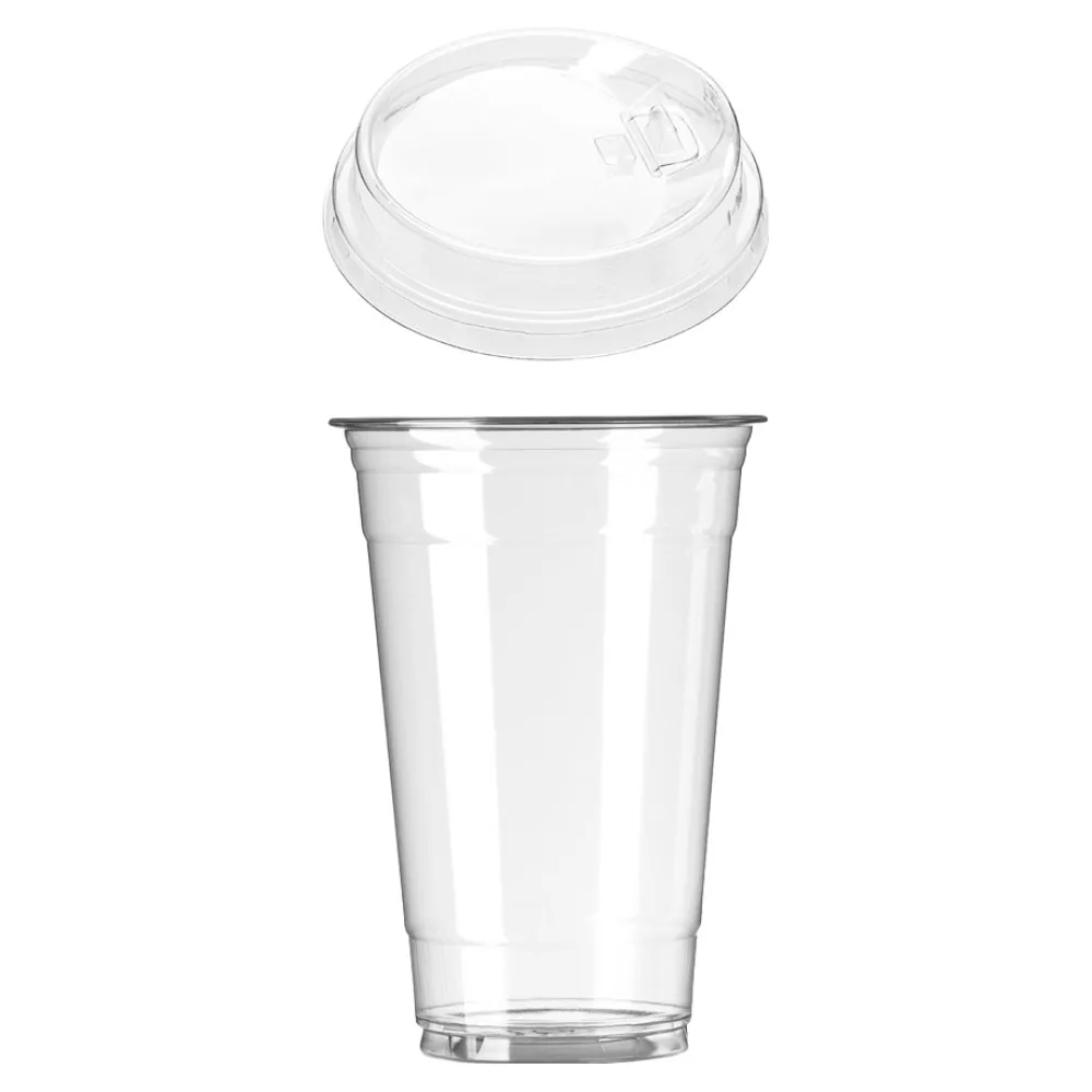 쿠팡 어썸팩 PET 무지 아이스컵 지름 92cm 500ml + 머그리드 개폐 뚜껑 세트