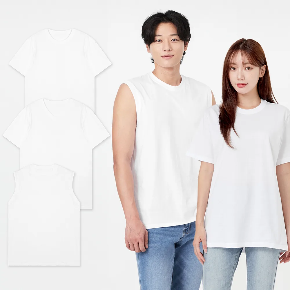 쿠팡 베이스알파에센셜 통기성 순면 티셔츠 멀티팩 3종 세트 크루넥 반팔 브이넥 민소매
