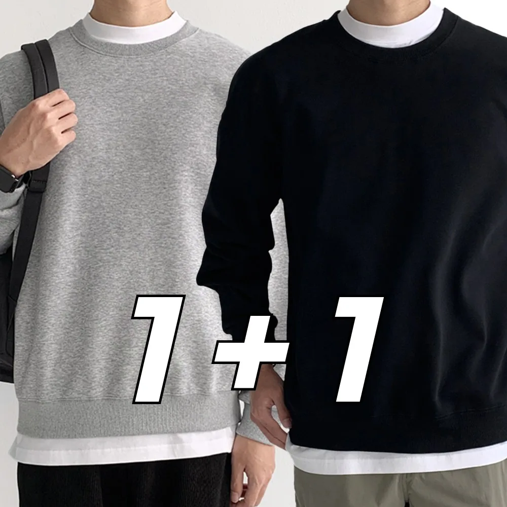 쿠팡 미와이 베이직 무지 오버핏 맨투맨 1+1