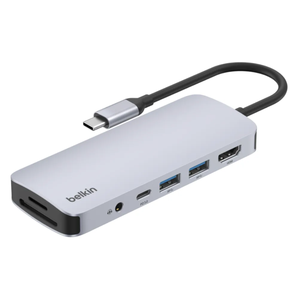 쿠팡 벨킨 connect USB C 7in1 멀티 포트 허브 어댑터 AVC009fqSGY V2 실버 그레이