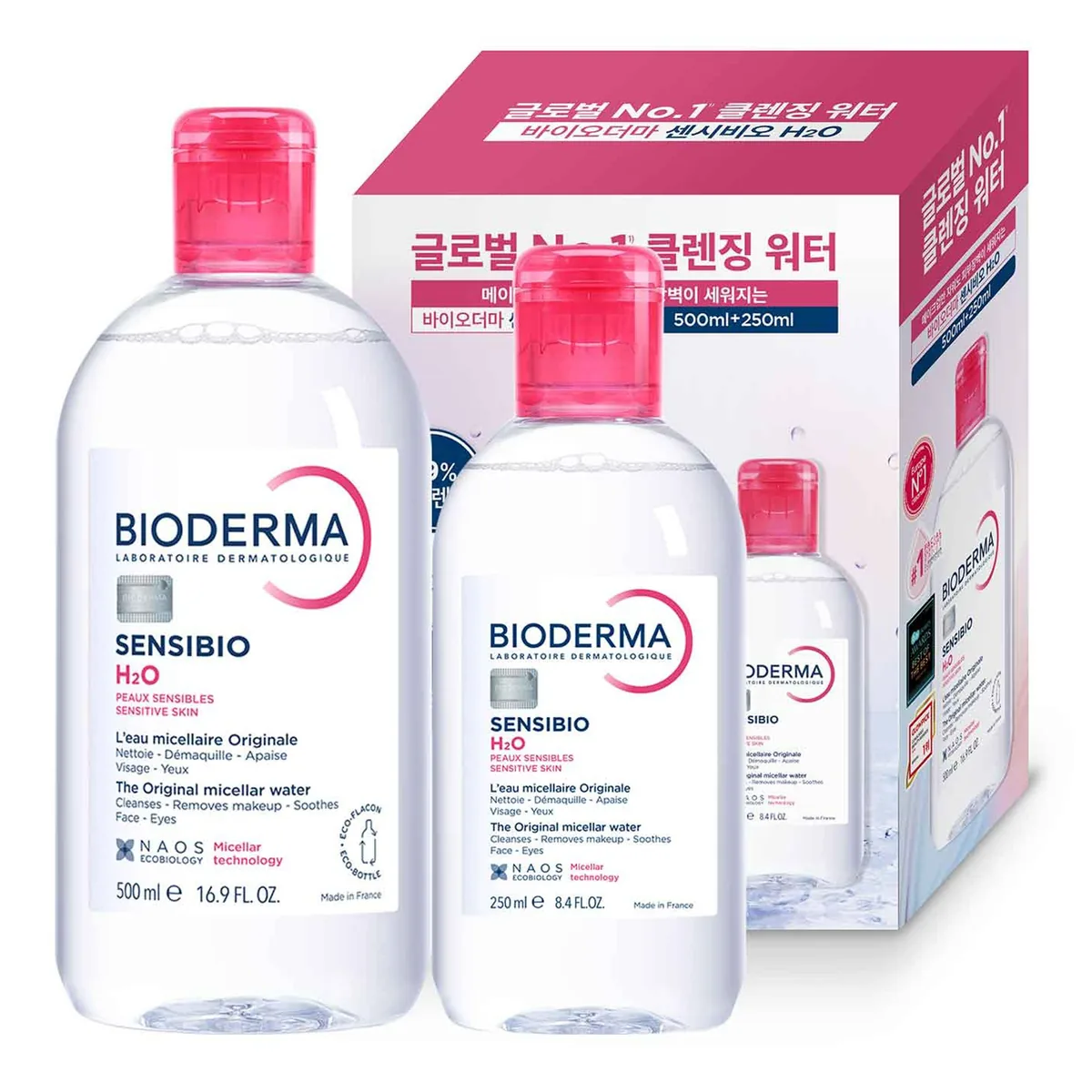 쿠팡 바이오더마 센시비오 H2O 민감용 클렌징 워터 500ml + 250ml