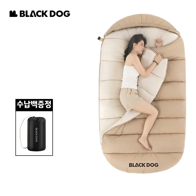 쿠팡 BLACKDOG 클라우드 네스트 후드형 1인용 캠핑침낭 방수 사계절 수납가방 포함