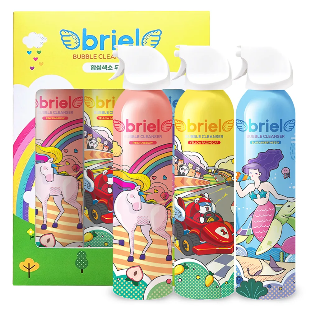 쿠팡 디보트브리엘 버블클렌저 핑크 레인보우 + 블루 언더더씨 + 옐로우 레이싱카 200ml 3종 세트