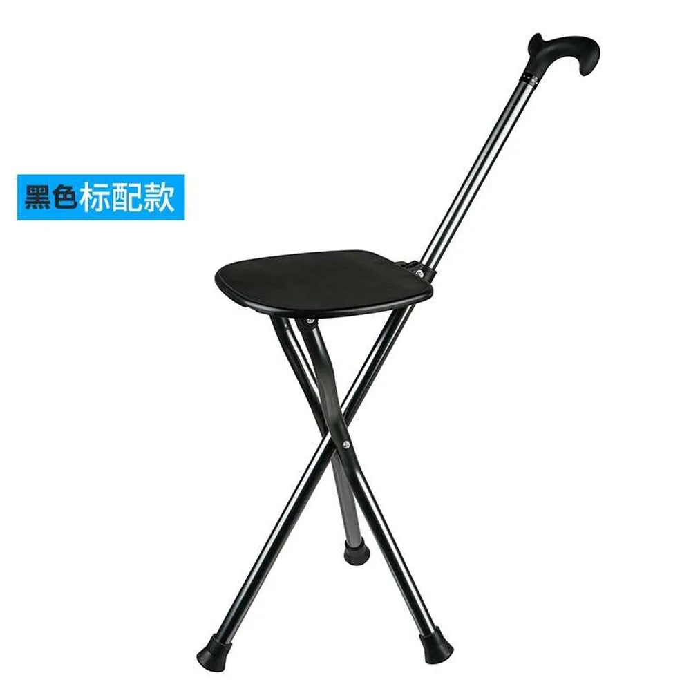쿠팡 지팡이 의자 휴대용 경량 알루미늄 체어 블랙 85CM
