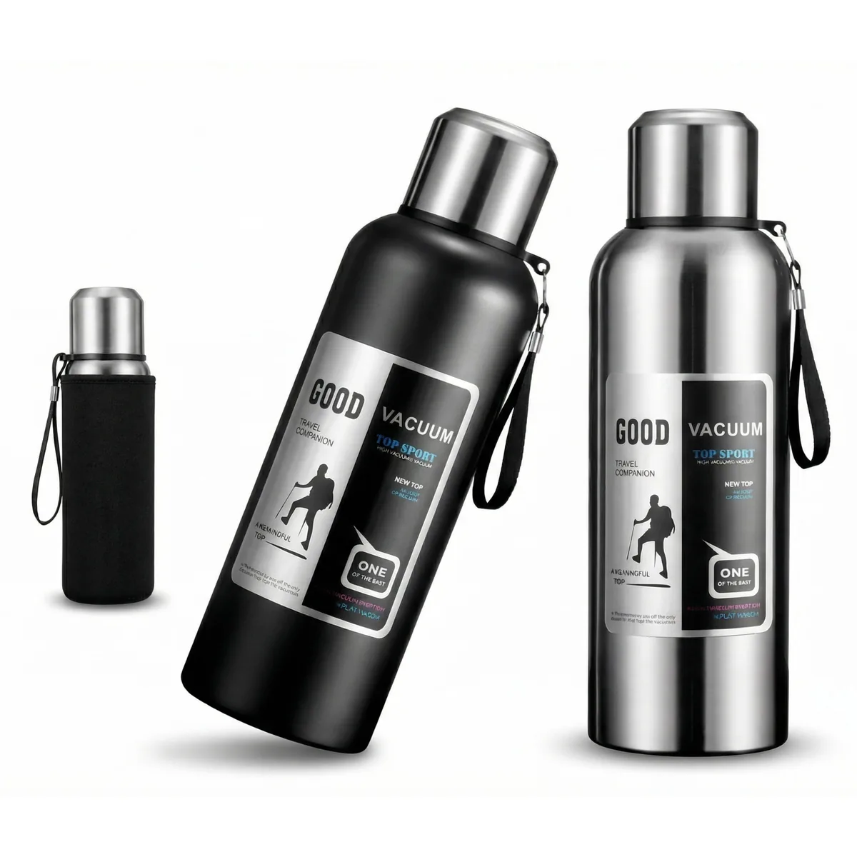 쿠팡 코코리브 스텐316 보온보냉병 파우치 세트 1000ml 블랙