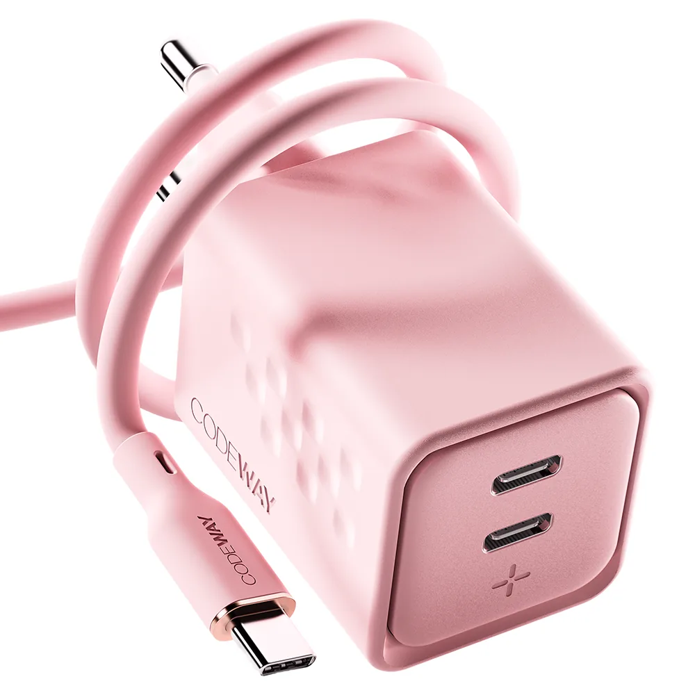 쿠팡 코드웨이 50W 초고속 충전기 + 100W C to C 타입 충전 케이블 2m 세트 아이스 블루