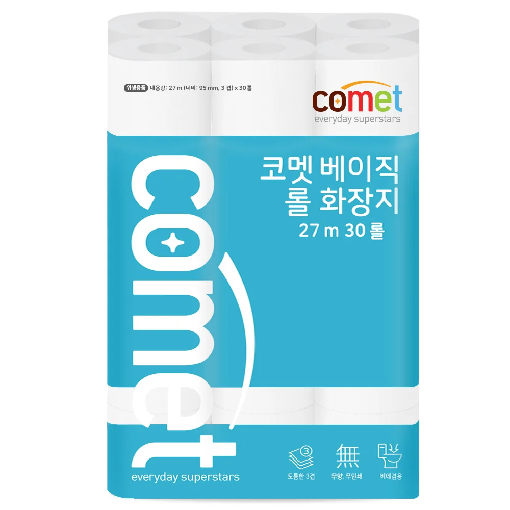 쿠팡 코멧 베이직 3겹 롤화장지 27m