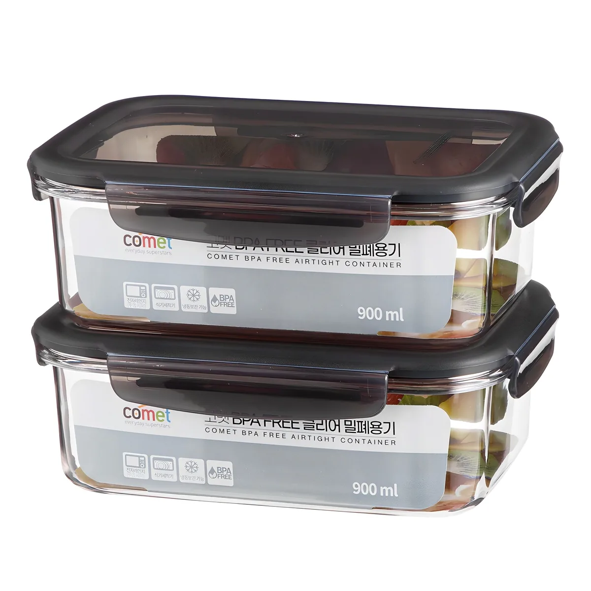 쿠팡 코멧 BPA FREE 클리어 밀폐용기 900ml