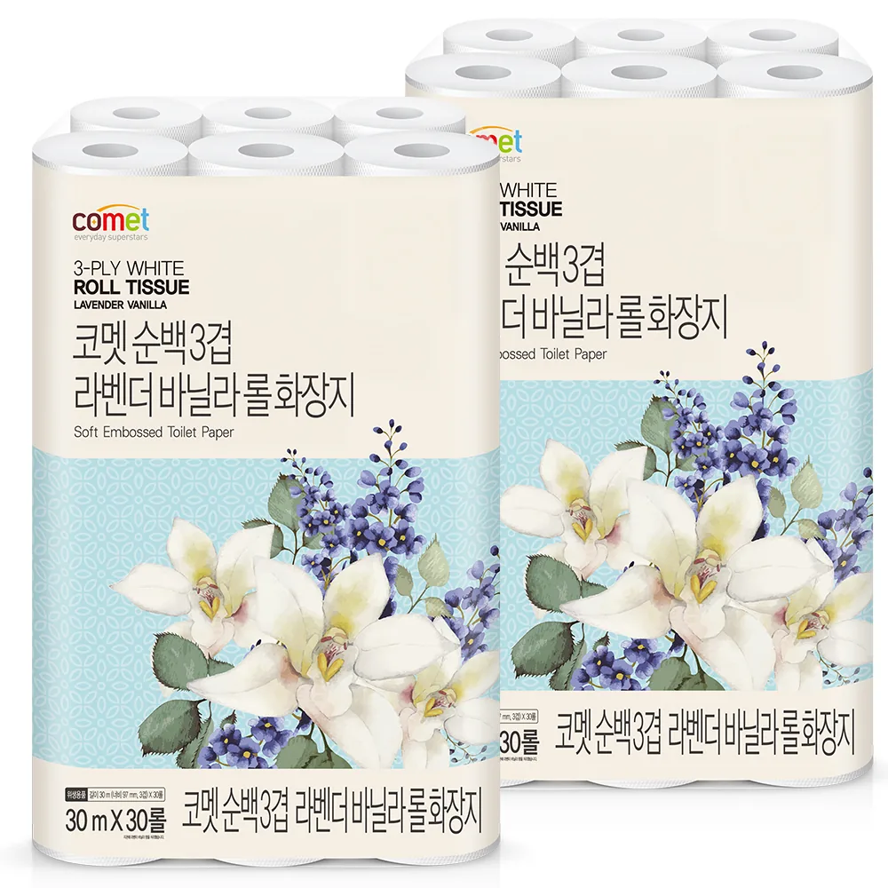 쿠팡 코멧 순백 3겹 라벤더 바닐라 롤화장지
