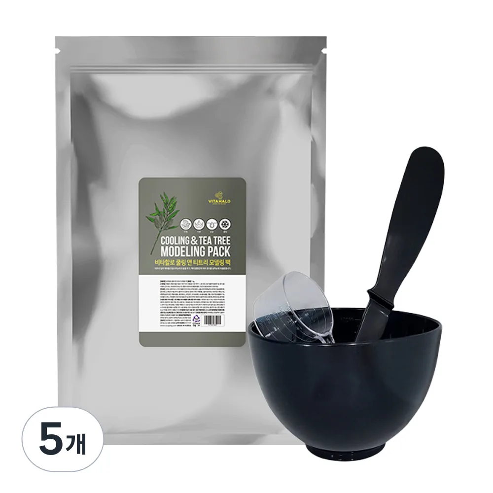 쿠팡 비타할로 쿨링 앤 티트리 모델링 팩 1KG + 팩도구 3종 세트