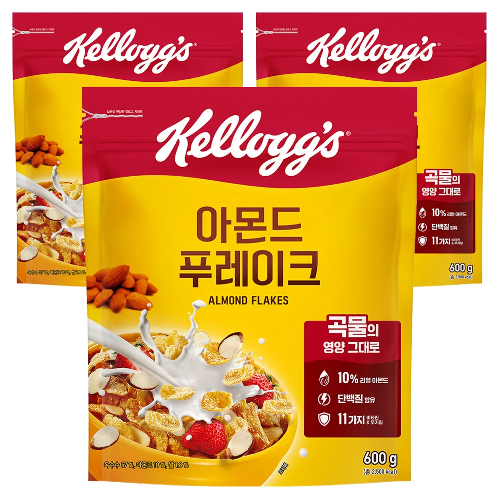쿠팡 코스트코 켈로그 아몬드후레이크 600g 3개