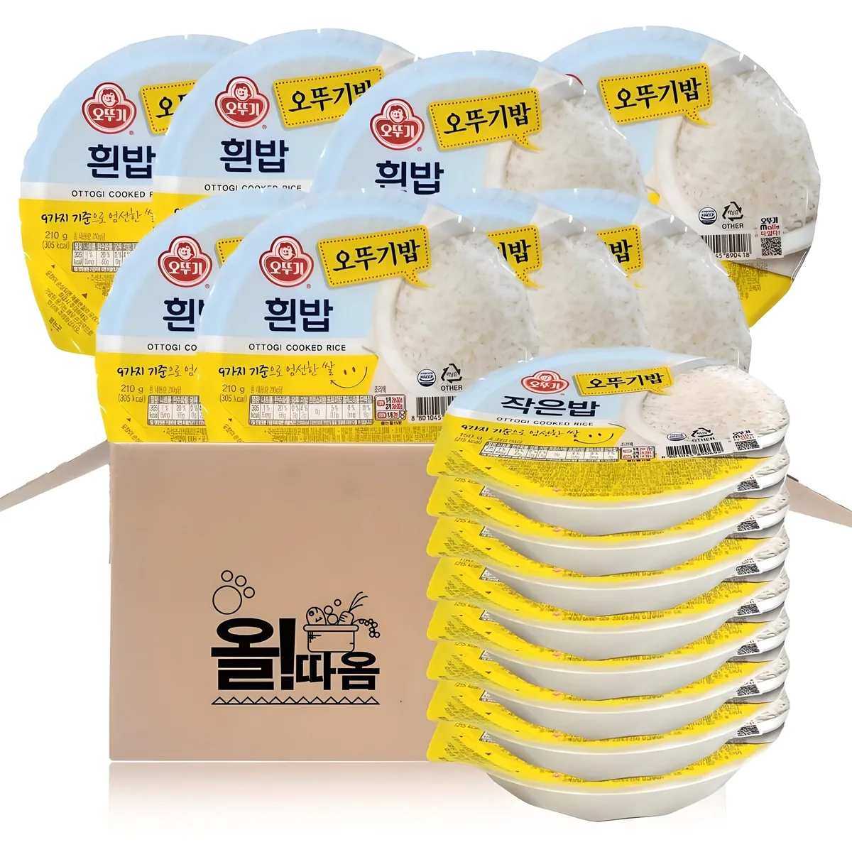 쿠팡 맛있는 오뚜기밥 2종세트 흰밥 210g 8개 작은밥 150g 8개