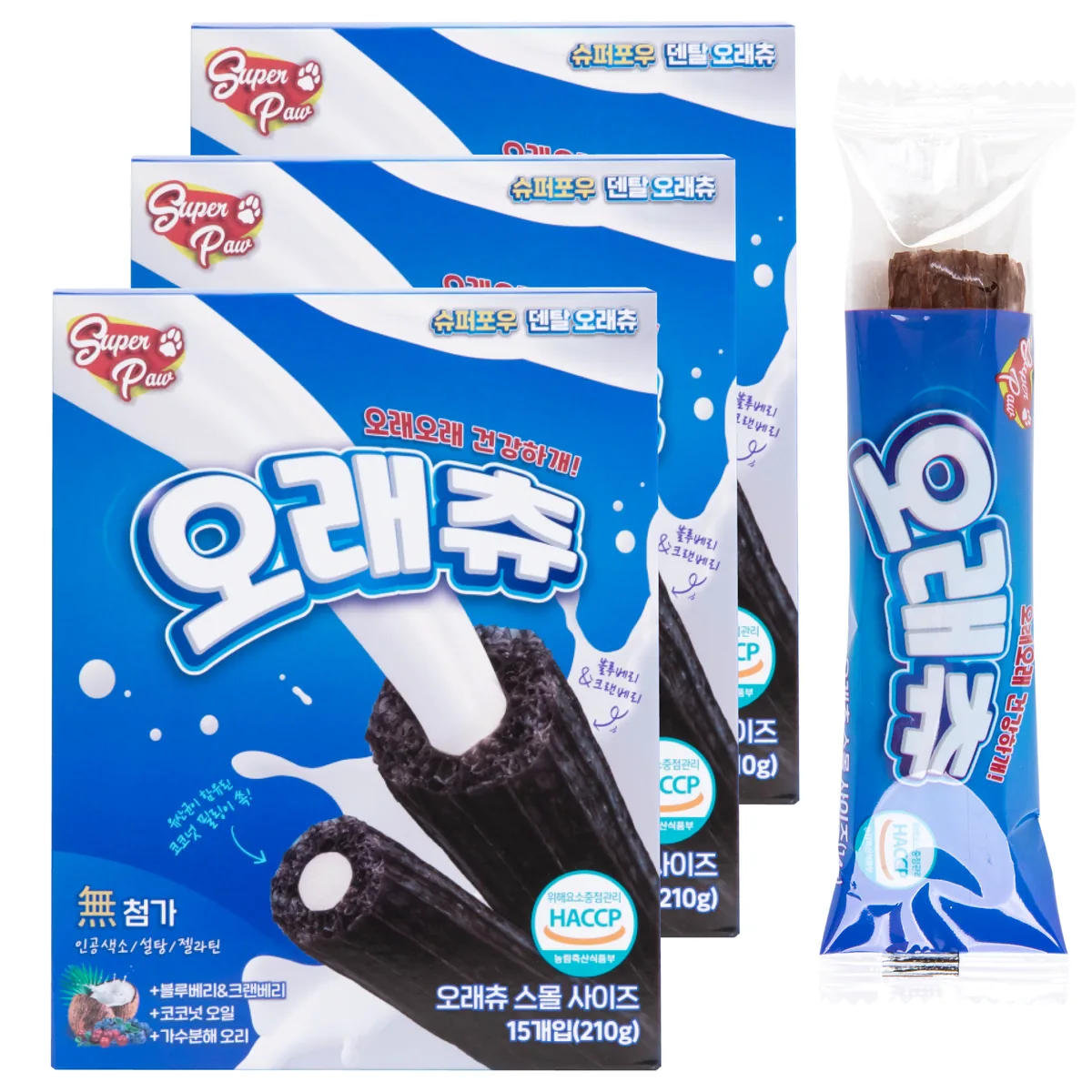 쿠팡 슈퍼포우 강아지 오래츄 스몰 덴탈껌 혼합맛 210g 3개