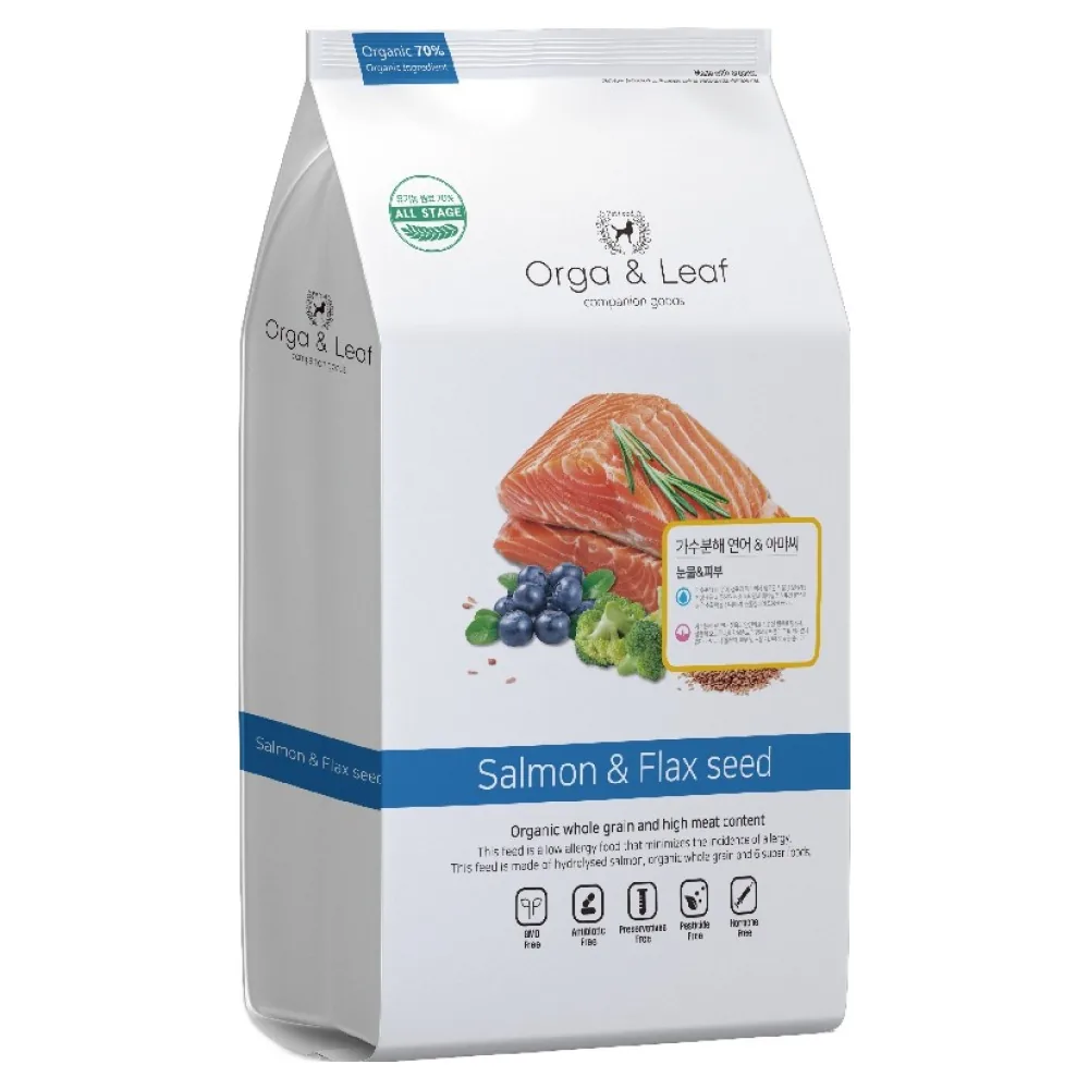 쿠팡 오가앤리프 강아지 가수분해 연어 & 아마씨 사료 5.6kg