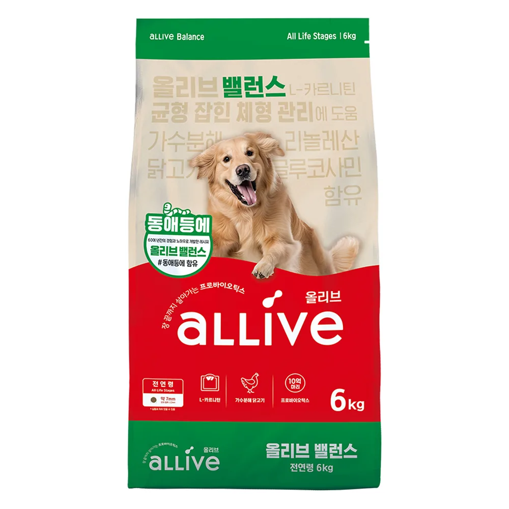 쿠팡 대주펫푸드 강아지 올리브 밸런스 기능성 사료 관절+장건강 6kg