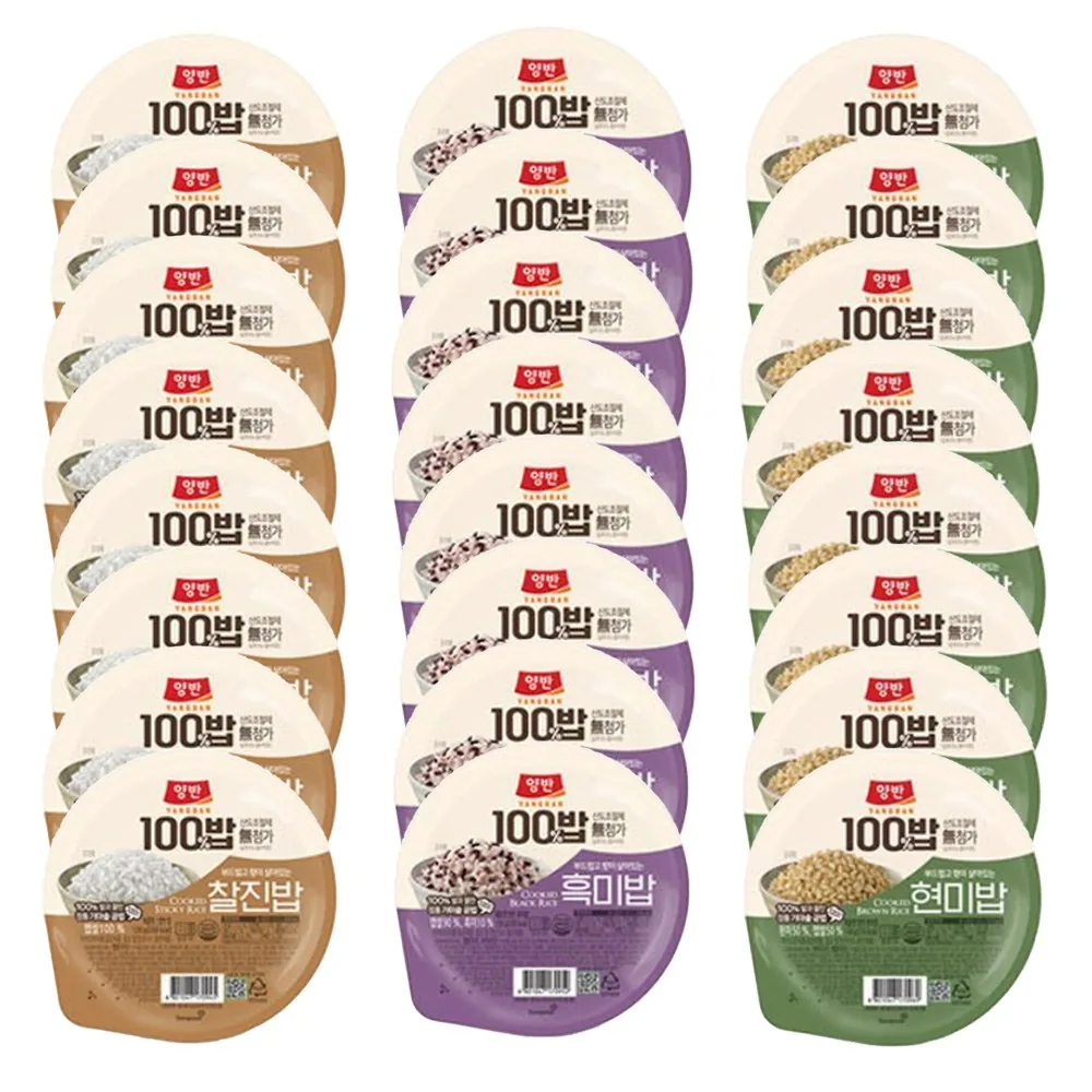 쿠팡 동원 100밥 3종기획세트 찰진밥 8개+현미밥 8개+흑미밥 8개 3.12kg