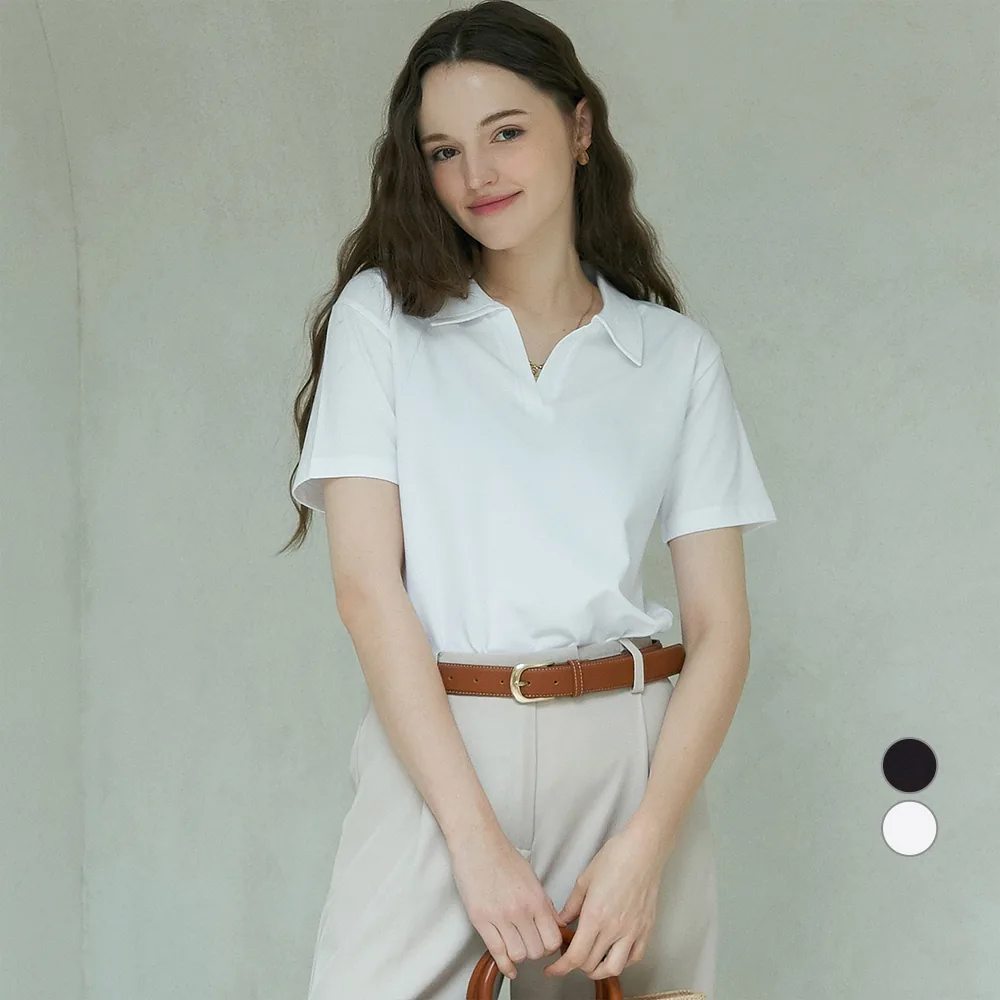 쿠팡 ELLE PARIS 여성용 브이넥 카라 반팔 티셔츠