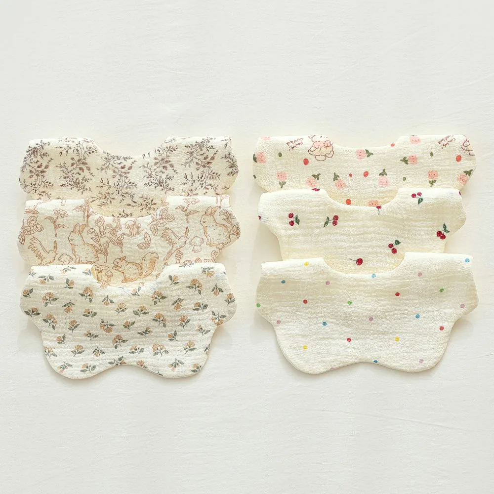 쿠팡 엘린베베 고급 여아 면 거즈 턱받이 6개 1set