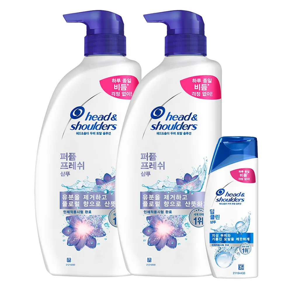 쿠팡 헤드앤숄더 퍼퓸 프레쉬 샴푸 800ml x 2p + 딥클린 샴푸 90ml x 1p 세트