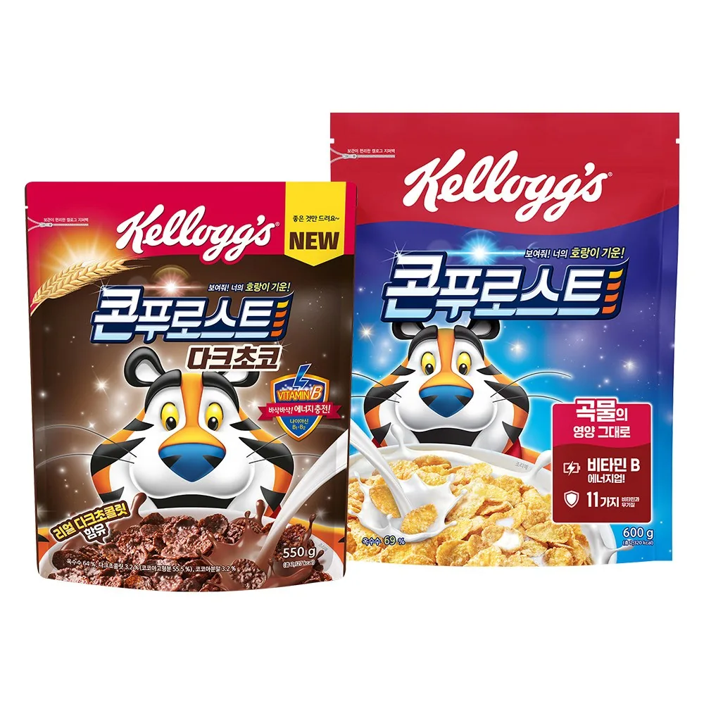 쿠팡 켈로그 콘푸로스트 600g + 콘푸로스트 다크초코 550g 1세트