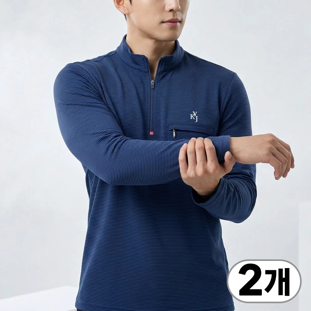 쿠팡 김영주 골프 남성 에어쿨링 긴팔 냉감 집업 티셔츠