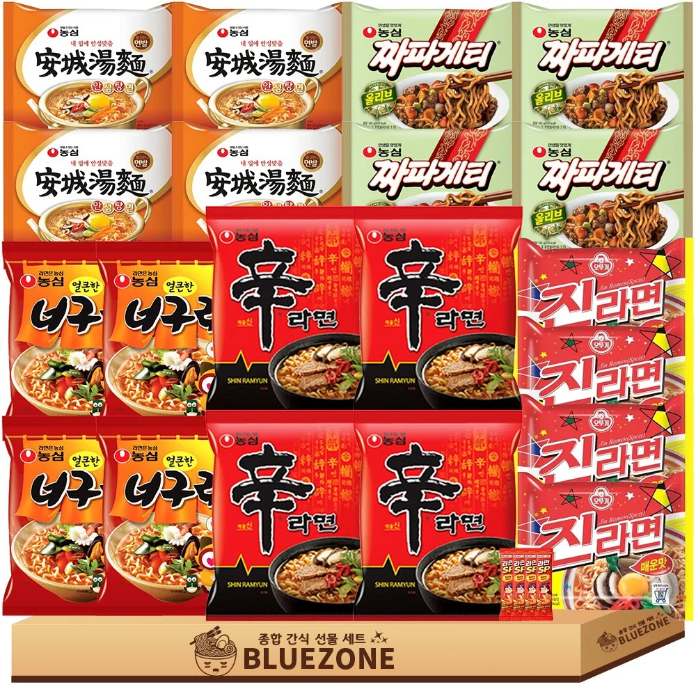 쿠팡 봉지라면 세트 신라면 안성탕면 진라면매운맛 너구리 짜파게티 라면스틱 4개씩 1세트