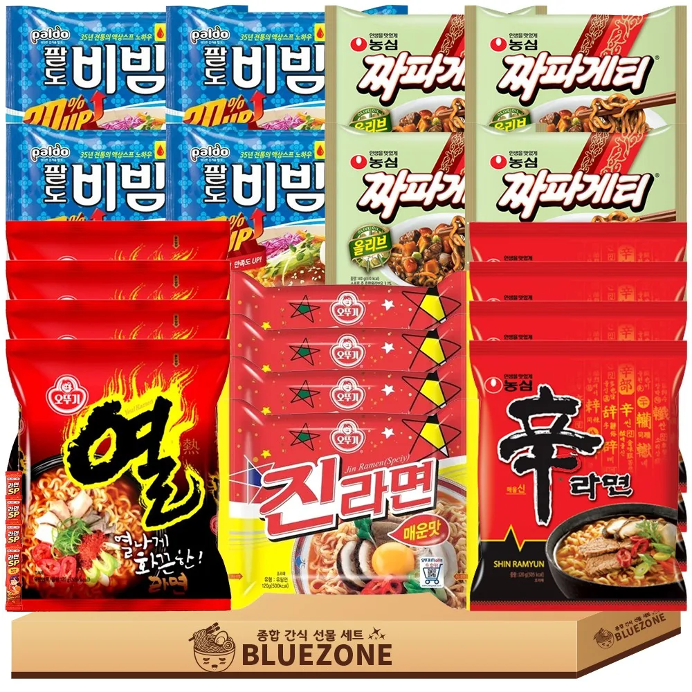 쿠팡 인기 봉지라면 C세트 신라면4 진라면매운맛4 짜파게티4 팔도비빔면4 열라면4 라면스틱4, 1세트