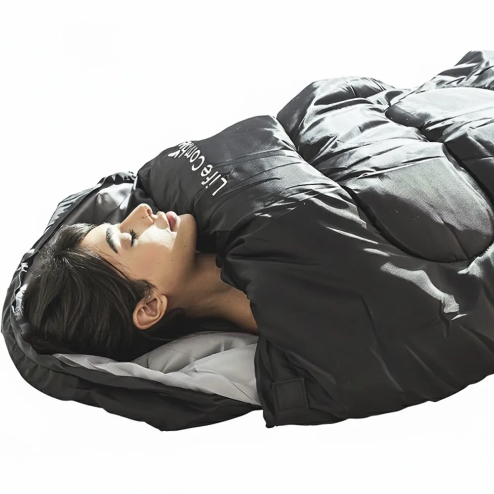 쿠팡 라이프컴바인 머미형 침낭 사계절 1인용 2.4kg 블랙