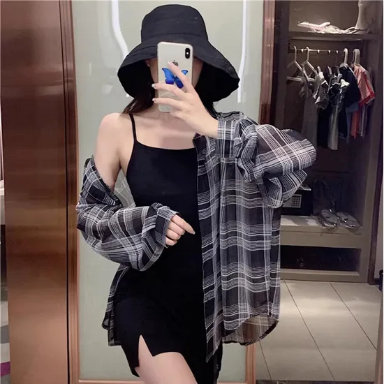 쿠팡 루엔나 여성용 빅사이즈 체크 셔츠 긴팔 블라우스