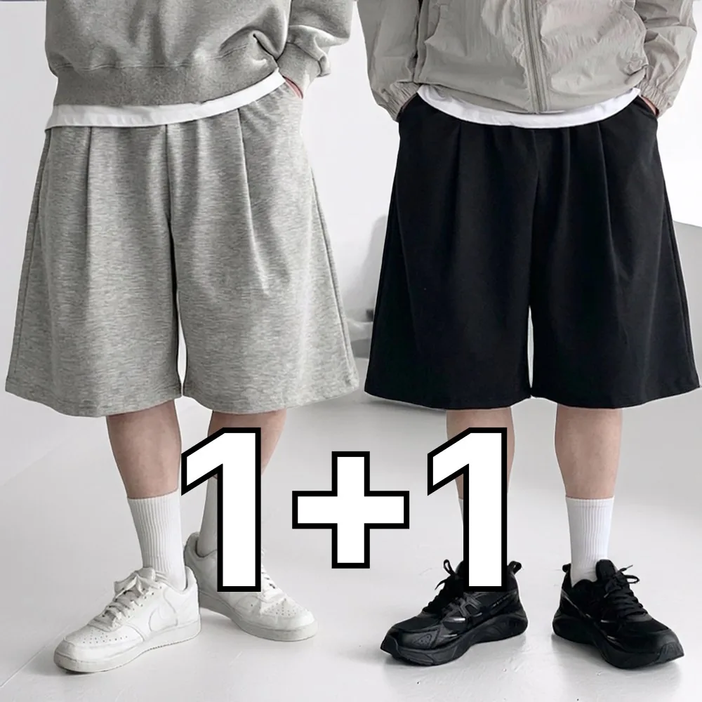쿠팡 핏노블 2P 남자 버뮤다팬츠 7부 와이드 원턱 반바지
