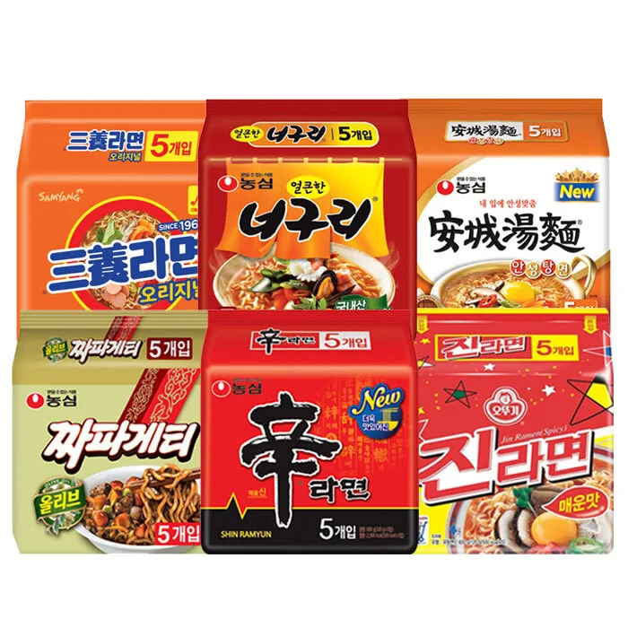 쿠팡 봉지라면 혼합 30개 (신라면+짜파게티+안성탕면+삼양라면+너구리+진라면매운맛)