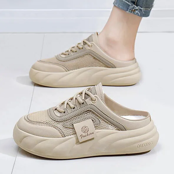 쿠팡 Modern Fashion 여성 볼넓은 통굽 메쉬 슬리퍼 발편한 뮬 운동화