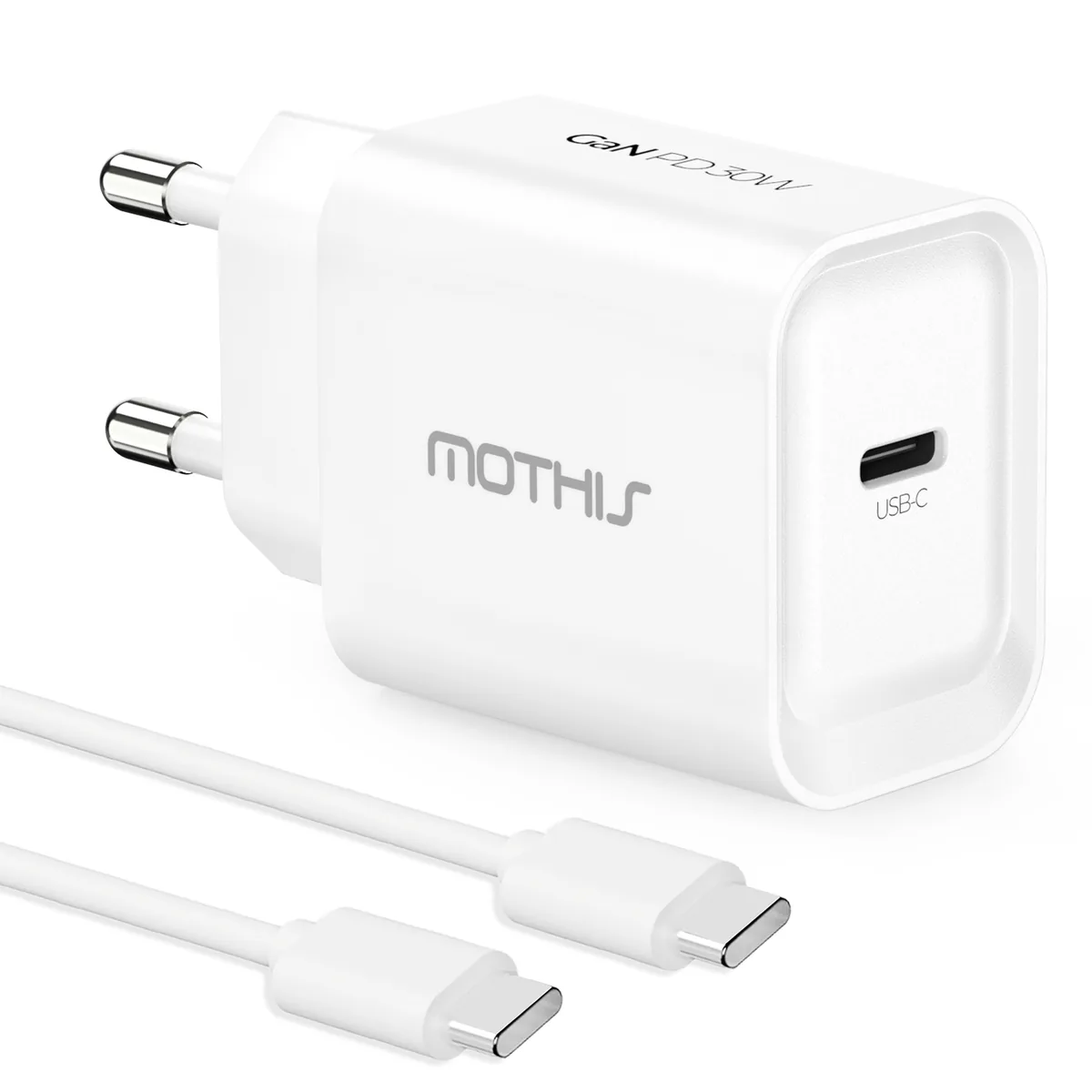 쿠팡 모디스 30W GaN PD 3.0 PPS 초고속 충전기 어댑터 + C to C 초고속 케이블 1.2m 세트