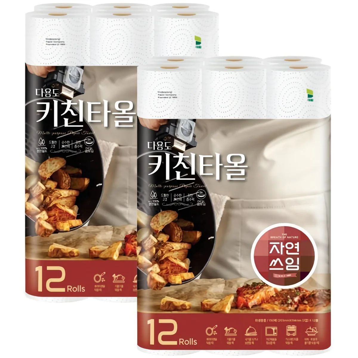 쿠팡 자연쓰임 천연펄프 키친타올 150매 12롤 2팩
