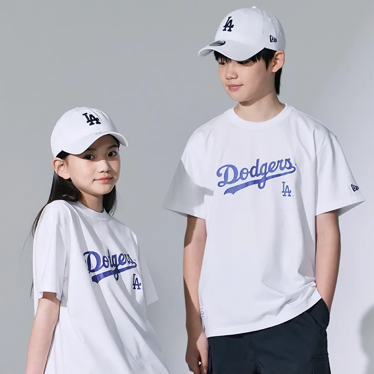 쿠팡 뉴에라 MLB 스크립트 로고 오버핏 반팔 티셔츠 로스엔젤레스 다저스