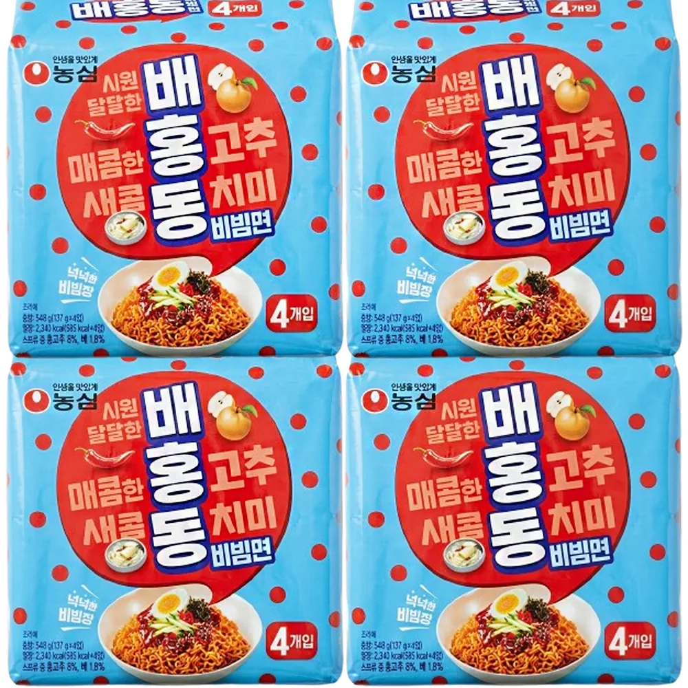 쿠팡 농심 배홍동비빔면 137g 4입 4개