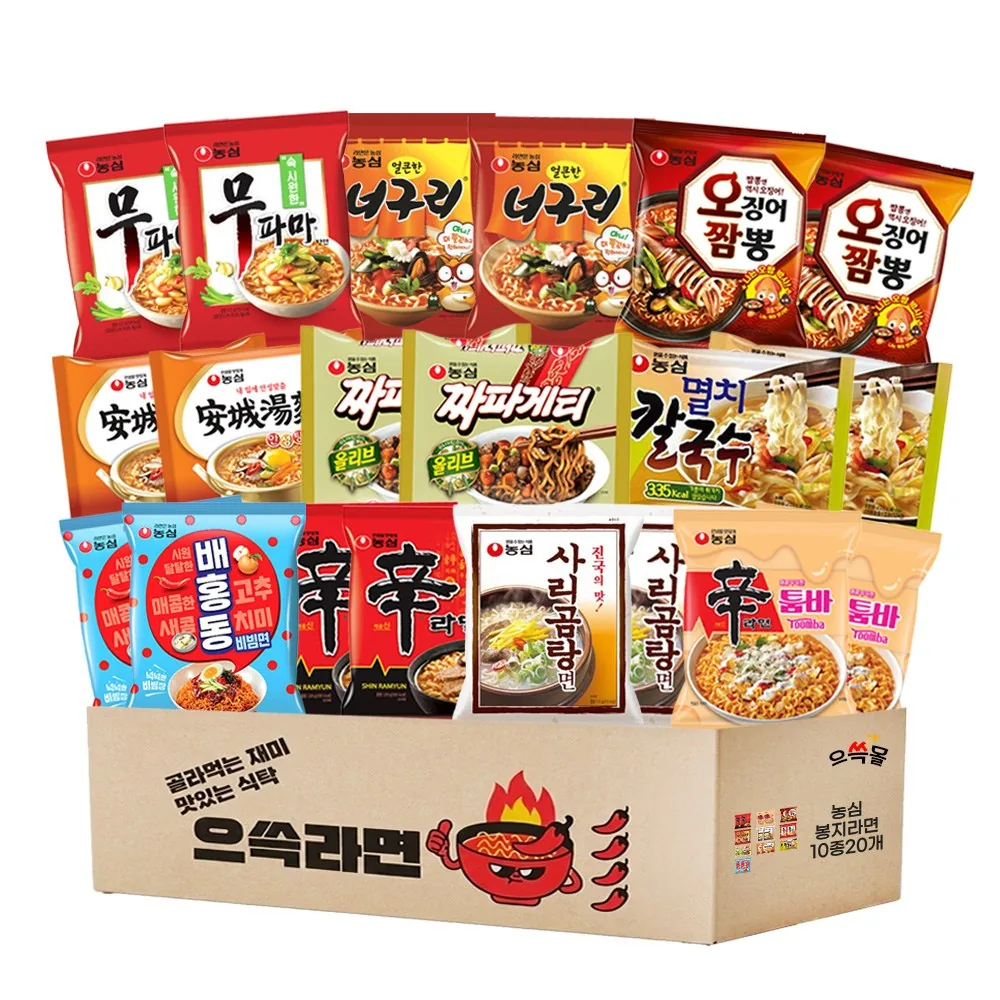 쿠팡 농심 봉지라면 세트 (안성탕면2 배홍동비빔면2 신라면튐바2 신라면2 얼큰너구리2 짜파게티2 오징어짬뽕2 사리곰탕면2 멸치칼국수2 무파마탕면2) 1박스