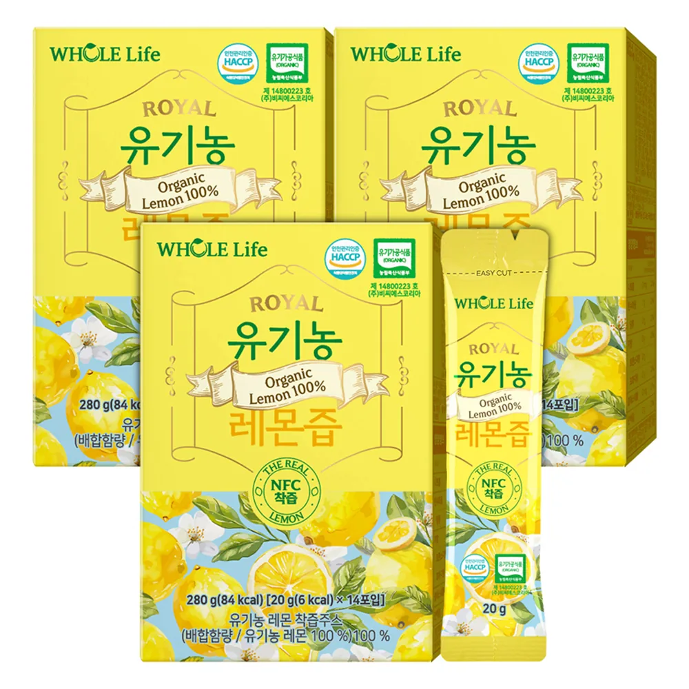 쿠팡 WHOLELIFE 유기농 레몬즙 14p