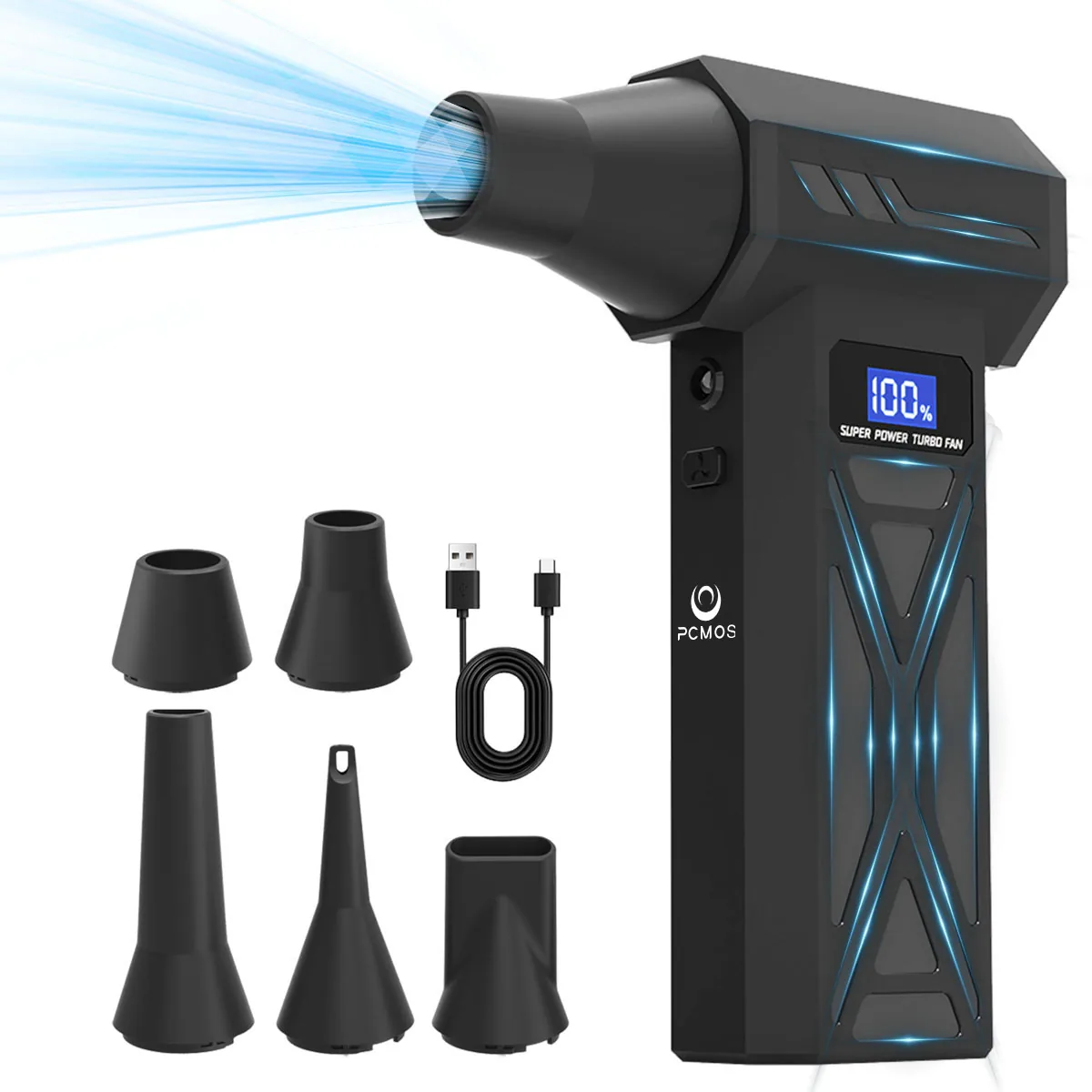 쿠팡 P70 4단계 터보 제트 블로워 무선 에어건 130,000RPM LED 조명 배터리 잔량 표시
