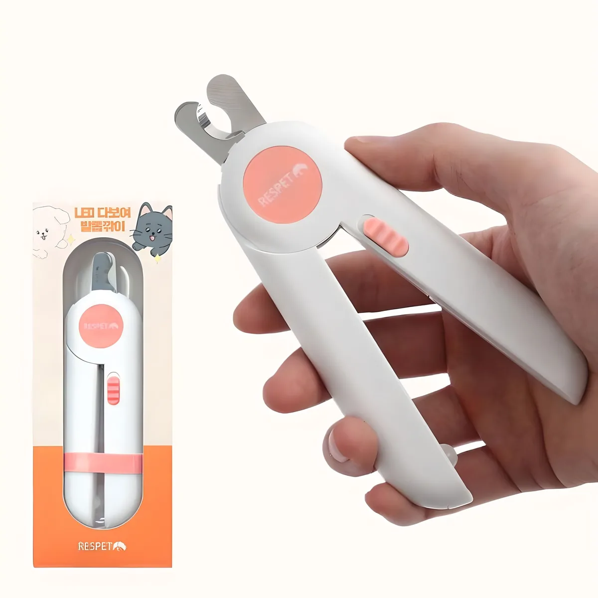쿠팡 리스펫 반려동물 LED 발톱깎이 4.3 x 15 cm