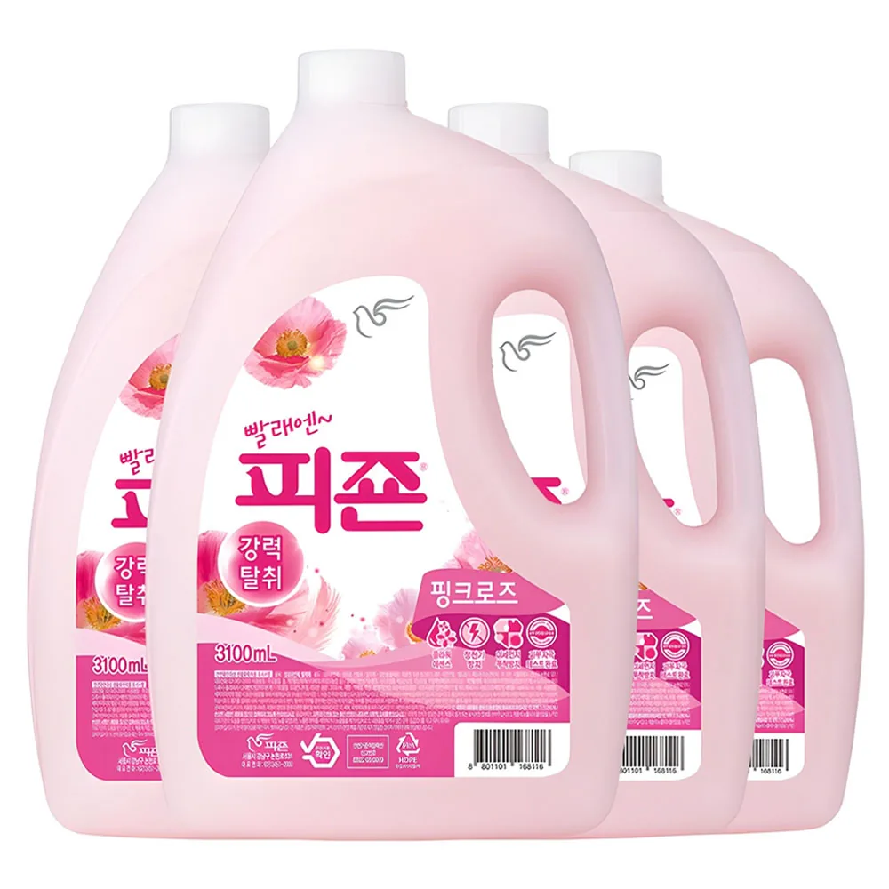 쿠팡 피죤 레귤러 섬유유연제 핑크로즈 3.1L 4개