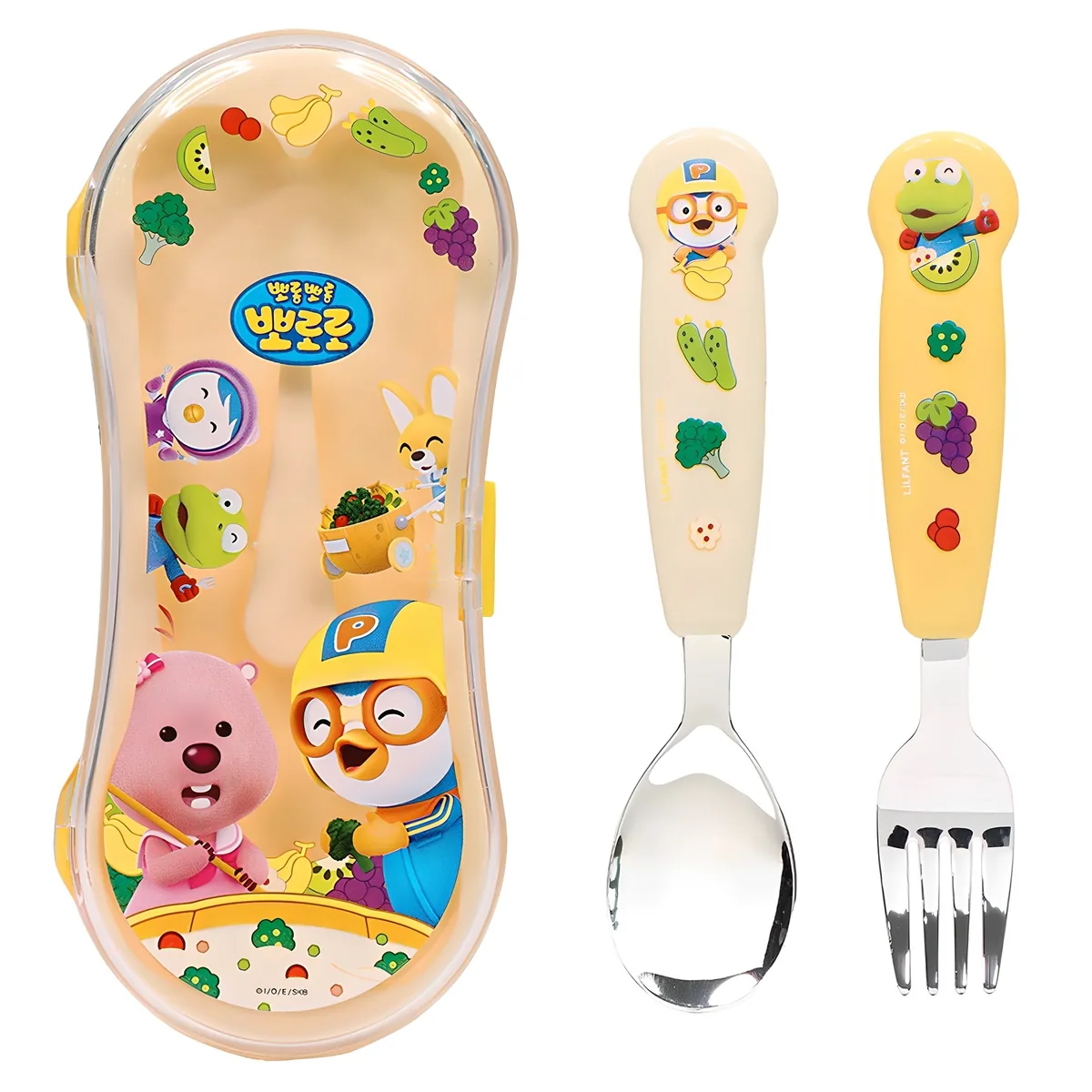 쿠팡 릴팡 뽀로로잡스 입체 어린이 스푼 + 포크 + 케이스 세트 PR5980