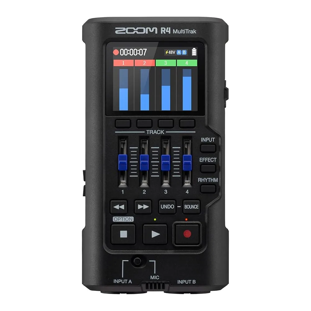 쿠팡 Zoom R4 멀티트랙 32비트 플로트 레코더 스테레오 바운싱 XLR/Combo 입력 내장 마이크 배터리 구동