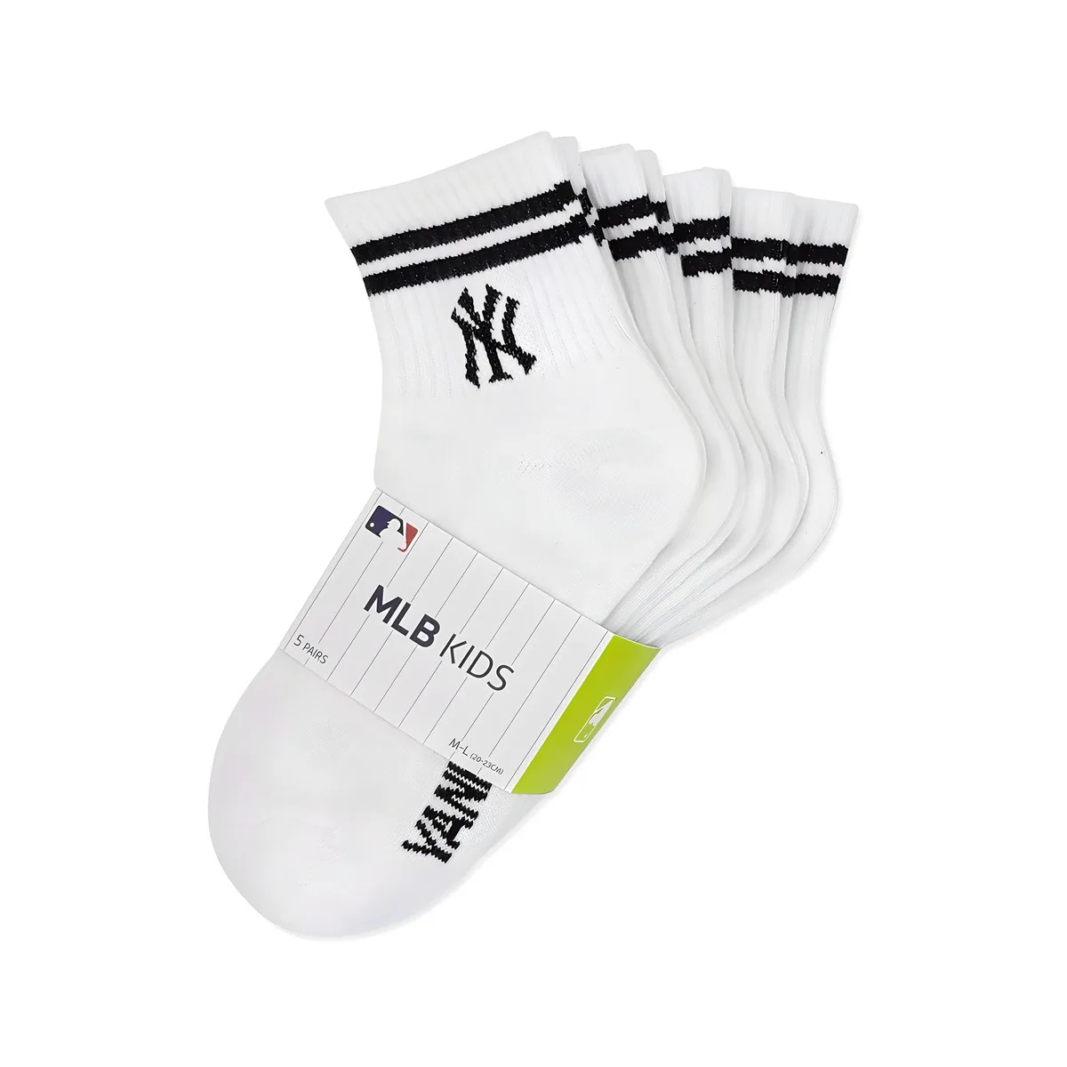 쿠팡 MLB 아동용 빅 투라인 로고 중목 양말 5족