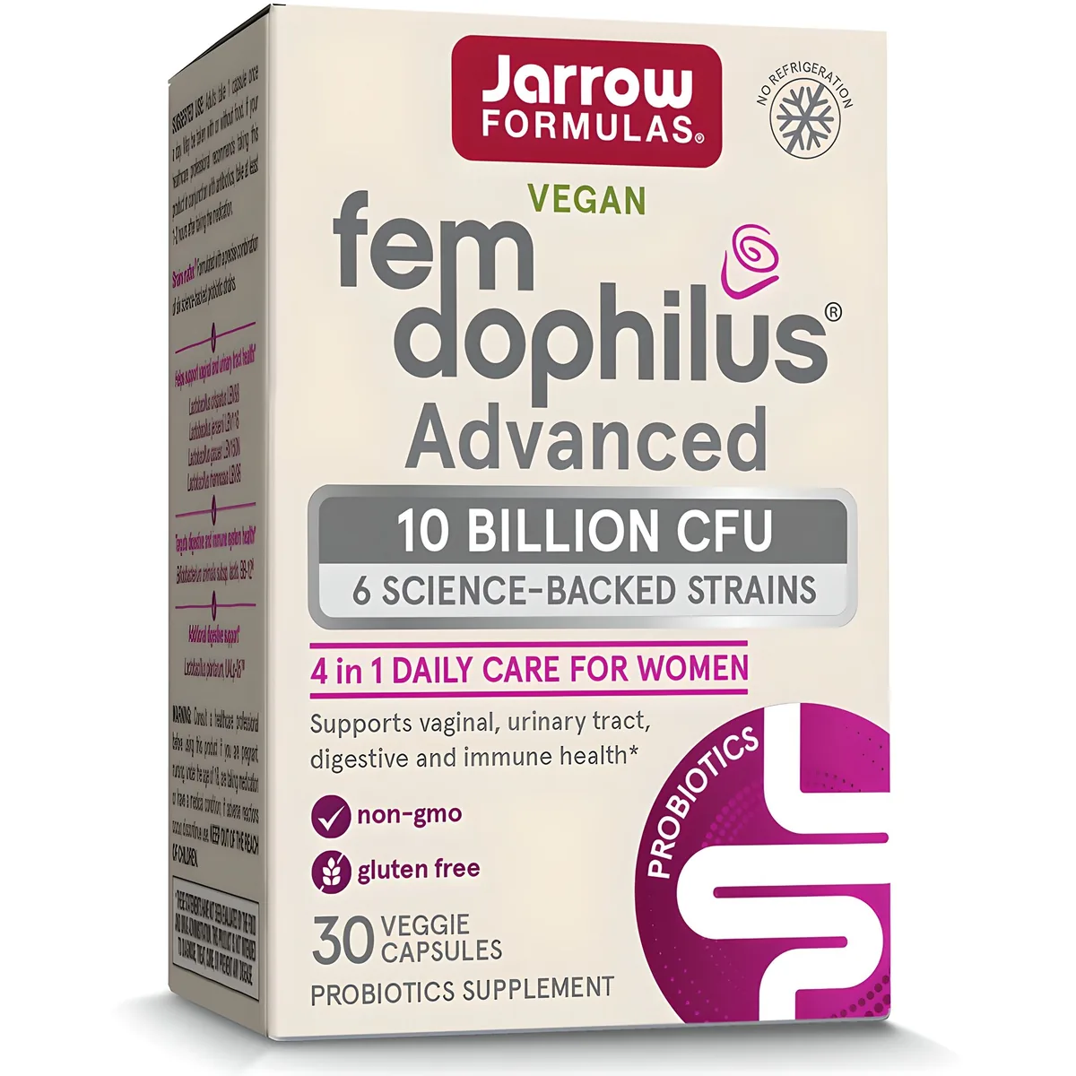 쿠팡 Jarrow Formulas 자로우 펨 도피러스 어드밴스드 유산균 100억 CFU 30캡슐 (상온보관용)