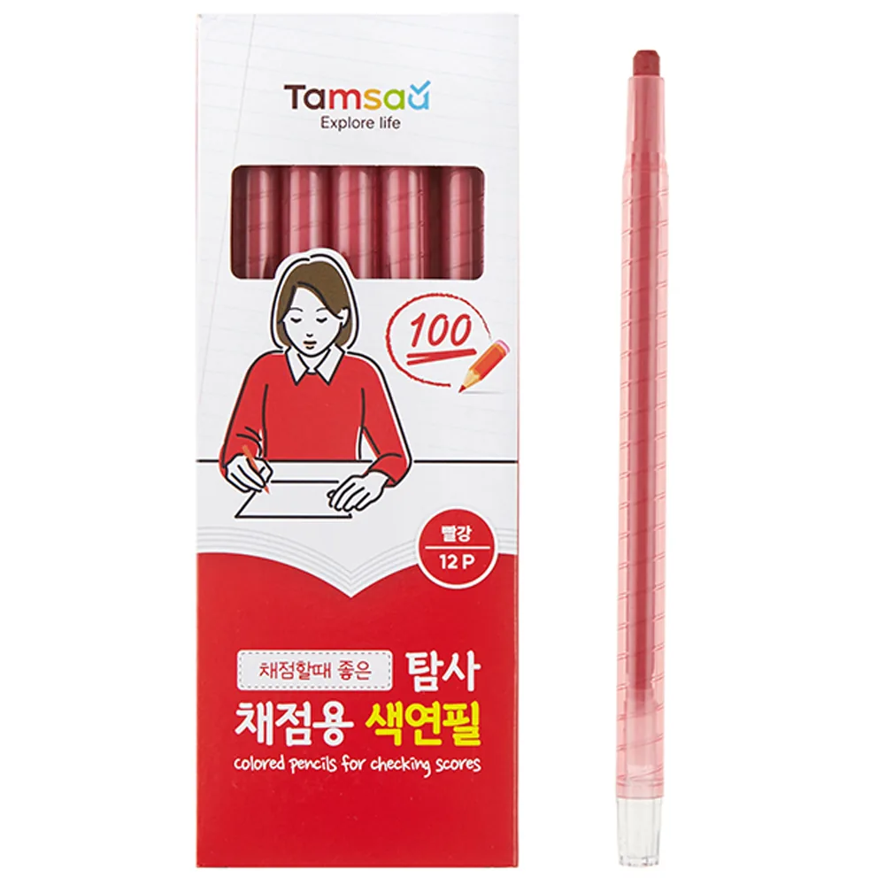 쿠팡 탐사 채점용 색연필 빨강 12p