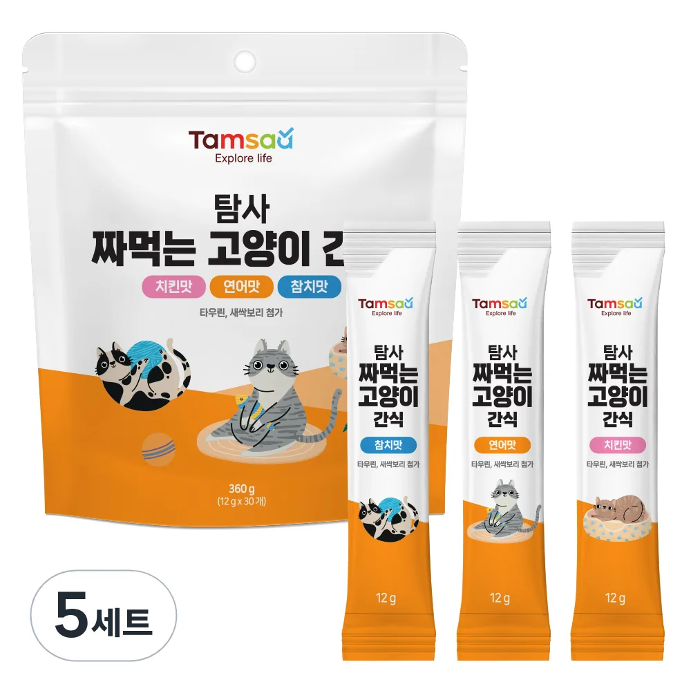 쿠팡 탐사 헤어볼 방지 짜먹는 고양이 간식 3가지맛 30p